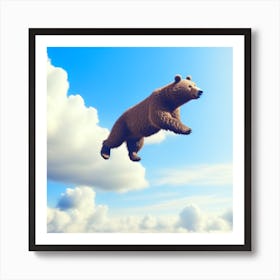 Brown Bear Flying In The Sky Art Print