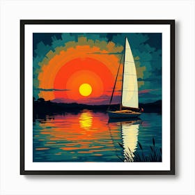 Sunset Sailboat 1 Poster