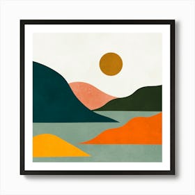 Watercolor sunset landscape 11 Art Print