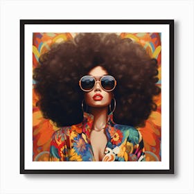 The 70s Inspired Fashion Stylish AfroArt 3 Art Print