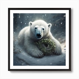 Playing in the Snow, a Polar Bear Cub Art Print