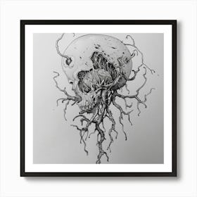 Skull With Roots Art Print