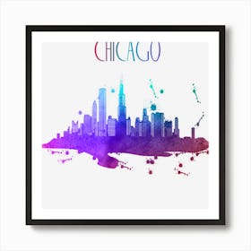 Chicago Watercolor Skyline Beautiful Chicago Gift Art Print