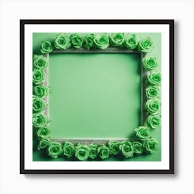 Green Rose Frame Art Print