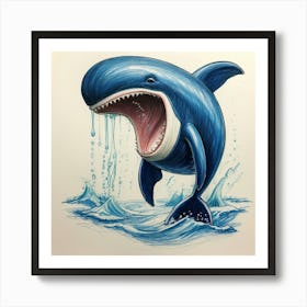 Whale Drawing Art Print