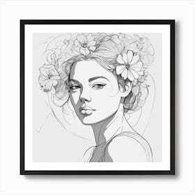 Girl With Flowers In Her Hair 1 Art Print
