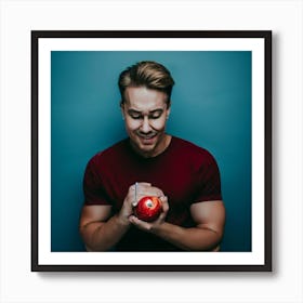 Man Holding An Apple 1 Art Print