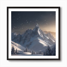 Snowy Mountain Landscape 1 Art Print