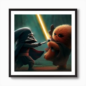 Ewok vs Jawa 3 Art Print