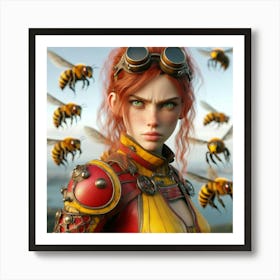 Girl With Bees Art Print