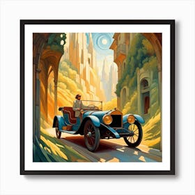 Classic Car In A Tunnel Art Print