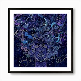 Woman With A Purple Head Art Print