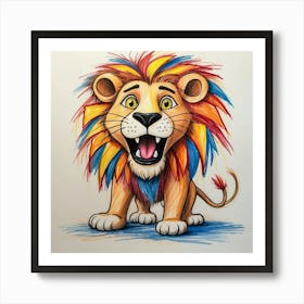 Lion Drawing 14 Art Print