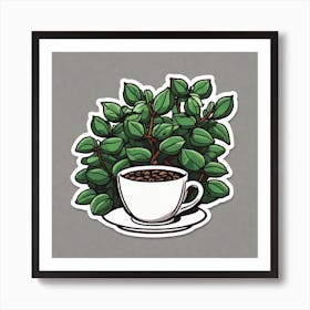 Coffee Cup With Leaves 4 Art Print