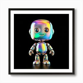 Firefly Minimalist, Cartoon, Happy, Cybernetic, Robot, Icon, Emoji, Black Background, 3d Render, Hol (2) Art Print