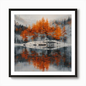 Autumn Trees In A Lake Art Print