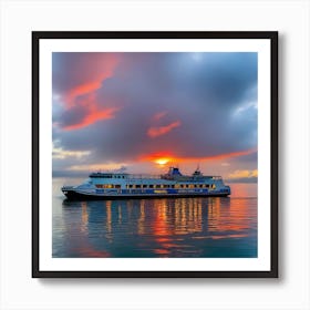 Sunset On A Ferry 26 Art Print
