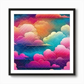 Colorful rainbow clouds Art Print