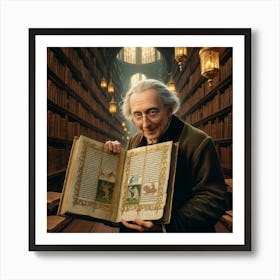 Old Man In Library 3 Art Print