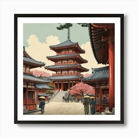 Senso Ji Temple Japan Vintage Travel Art 2 Art Print Art Print