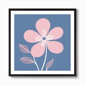 A White And Pink Flower In Minimalist Style Square Composition 577 Art Print