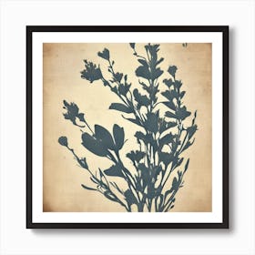 Wildflowers Flax3 Floral Botanical Vintage Poster Flower Art Print Art Print