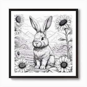 Bunny And Sunflowers Art Print