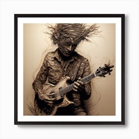 Man Becomes An Electric Guitar Art Print