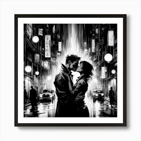 Kissing In The Rain 2 Art Print