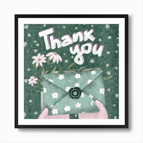 Hand holding thank you letter Art Print