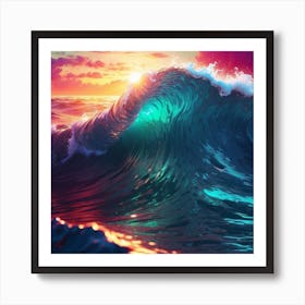 Sunset Ocean Wave Art Print