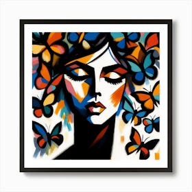 colourful Butterfly Woman 1 Art Print