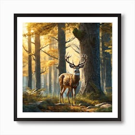 Deer In The Woods 55 Art Print