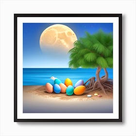 Easter Eggs On The Beach 20 Art Print