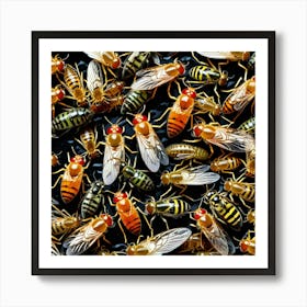 Flies Insects Pest Wings Buzzing Annoying Swarming Houseflies Mosquitoes Fruitflies Maggot (22) Art Print