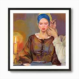 Gouache Illustration Girl With A Pearl Earring Art Print