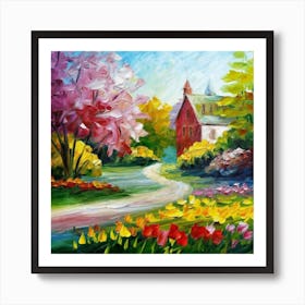 a flower garden in spring 1 Art Print