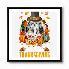 Funny Turkey Pilgrim Shih Tzu Dog Lovers Happy Thanksgiving Art Print