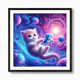 Galaxy Kittens Art Print