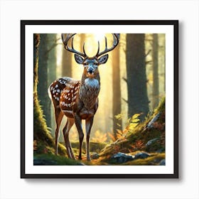 Deer In The Forest 155 Art Print