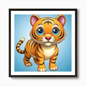 Kawaii style tiger Art Print