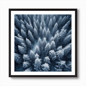 Winter Forest With Visible Horizon And Stars From Above Drone View Haze Ultra Detailed Film Phot (2) Art Print
