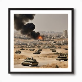 Israeli Tanks In The Desert 1 Art Print