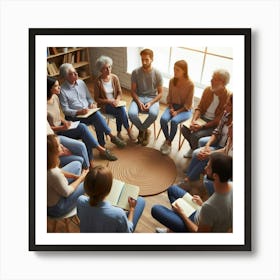 Group Of People In A Circle Art Print