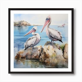 Pelicans By The Sea Art Print