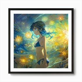 Anime Girl In Bikini jk Art Print