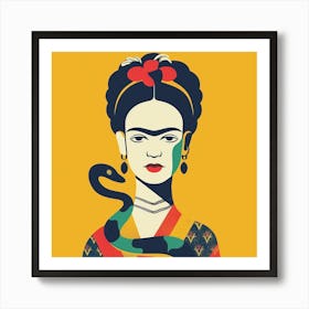 Frida Kahlo with Snake Art Print