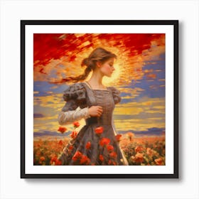 Girl In A Field Of Poppies Art Print