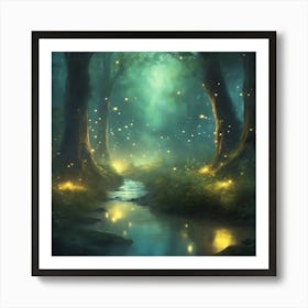 Fireflies In The Forest 3 Art Print