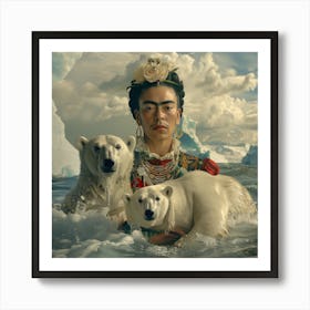 Frida Kahlo and the Melting Arctic. Animal Conservation Series. Art Print